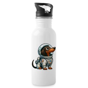 Dachshund Astronaut in Space Adventure - Water bottle with straw - white - Right
