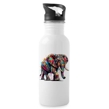 Elefant - Trinkflasche mit integriertem Trinkhalm - Weiß - Rechts