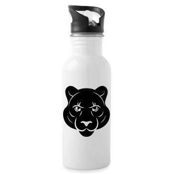 Kopf des Panthers - Trinkflasche mit integriertem Trinkhalm - Weiß - Rechts