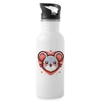 Coeur de souris - Gourde avec paille intégrée - blanc - Droite