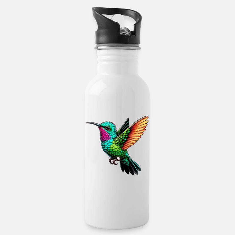Kolibri - Trinkflasche mit integriertem Trinkhalm - Weiß