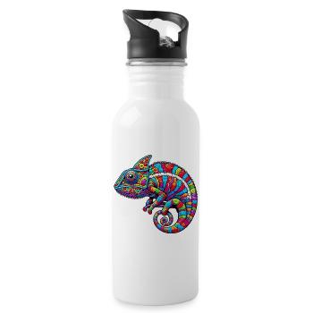 Chamäleon - Trinkflasche mit integriertem Trinkhalm - Weiß - Rechts