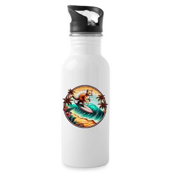 Katze surfen für Katzenfreunde - Trinkflasche mit integriertem Trinkhalm - Weiß - Rechts