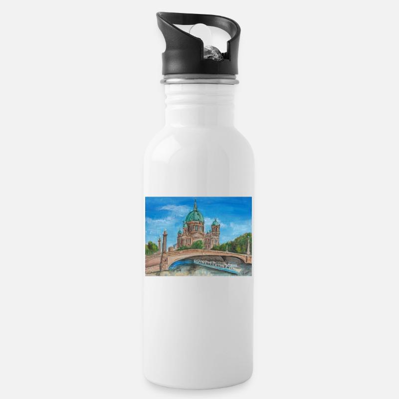 Cathédrale de Berlin - Gourde avec paille intégrée - blanc