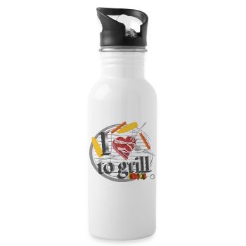 A barbecue with corn, sausages & meat in the shape of a heart - Water bottle with straw - white - Right