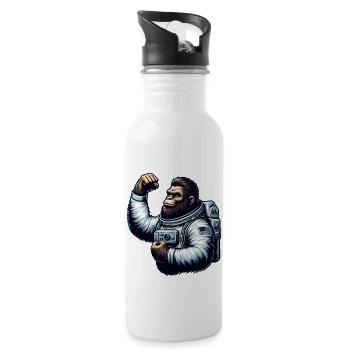 Astronaut Monkey Chimpanzee Gorilla - Water bottle with straw - white - Right