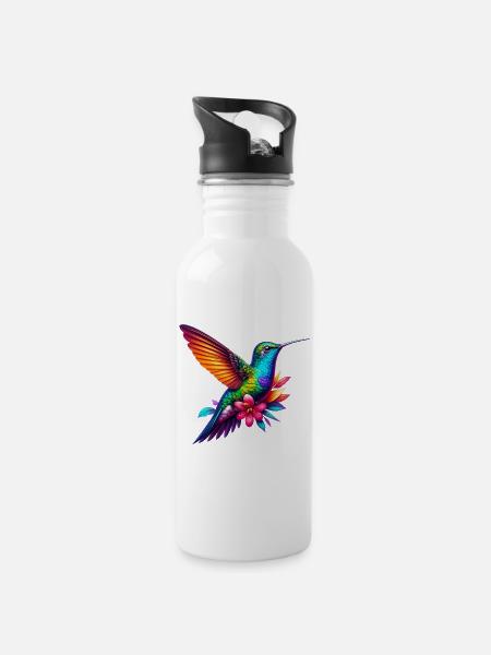 Kolibri - Trinkflasche mit integriertem Trinkhalm - Weiß