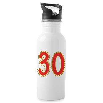 30. 30 YEARS. 30th ANNIVERSARY. 30 YEARS ANNIVERSARY. - Water bottle with straw - white - Right