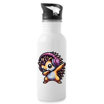 Dabbing Igel - Trinkflasche mit integriertem Trinkhalm - Weiß - Rechts