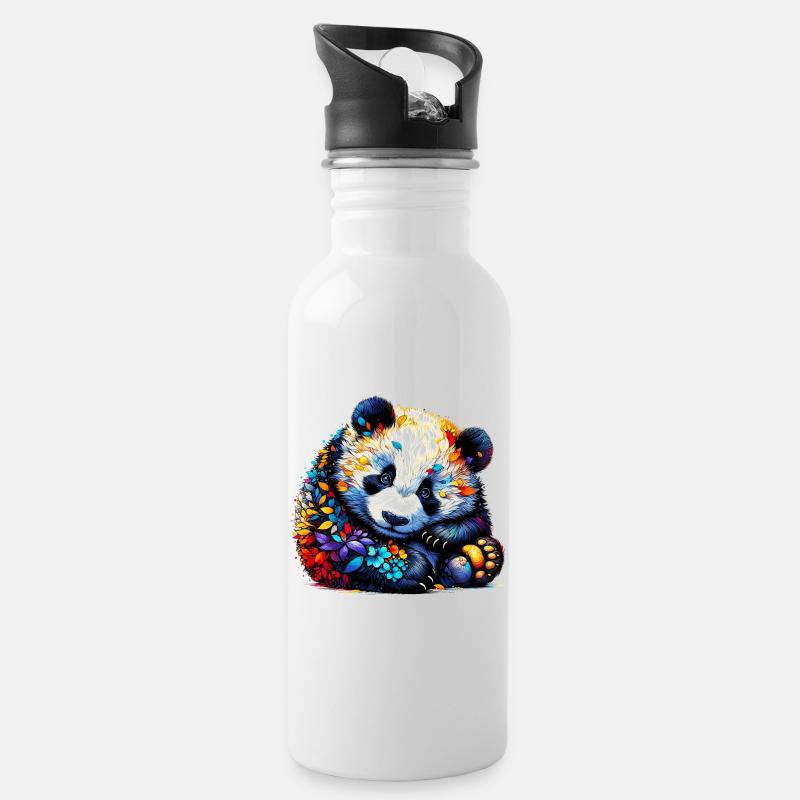 Panda - Gourde avec paille intégrée - blanc