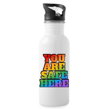 LGBT Safe Space Hier bist du sicher - Trinkflasche mit integriertem Trinkhalm - Weiß - Rechts