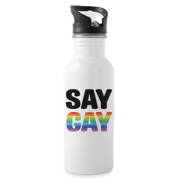 LGBT Pride Month - Say Gay - Water bottle with straw - white - Right