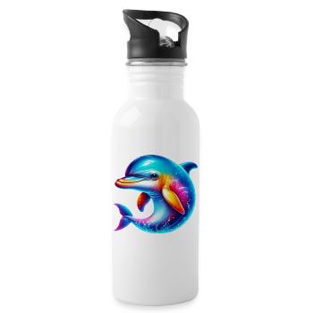 Delfin - Trinkflasche mit integriertem Trinkhalm - Weiß - Rechts