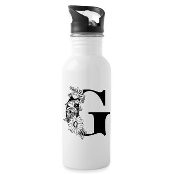 Lettre g floral noir et blanc - Gourde avec paille intégrée - blanc - Droite
