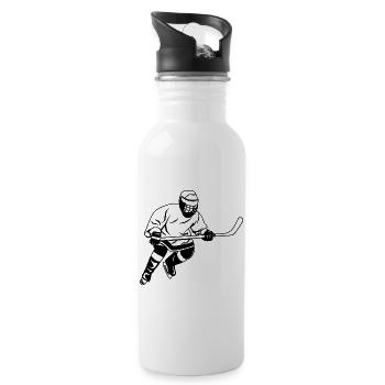 Eishockey Artwork - Trinkflasche mit integriertem Trinkhalm - Weiß - Rechts