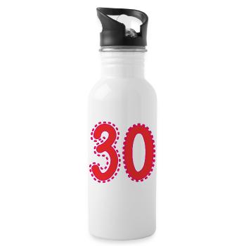 30. 30 YEARS. 30th ANNIVERSARY. 30 YEARS ANNIVERSARY. - Water bottle with straw - white - Right