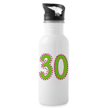 30. 30 YEARS. 30th ANNIVERSARY. 30 YEARS ANNIVERSARY. - Water bottle with straw - white - Right