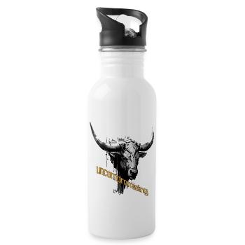 unnachgiebiger Stier - Trinkflasche mit integriertem Trinkhalm - Weiß - Rechts