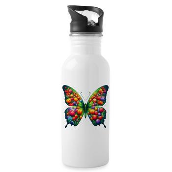 Schmetterlingstulpen-Tulpen Holland - Trinkflasche mit integriertem Trinkhalm - Weiß - Rechts