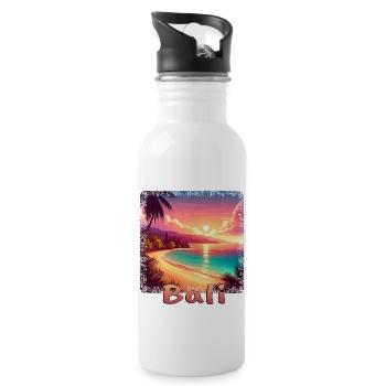 Bali Indonésie Coucher de soleil Plage Orange - Gourde avec paille intégrée - blanc - Droite