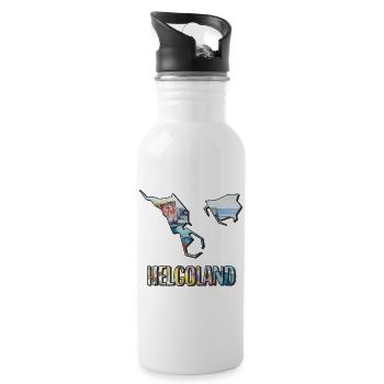 Aquarell Landkarte Helgoland - Trinkflasche mit integriertem Trinkhalm - Weiß - Rechts