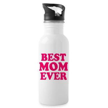 Best mom ever - Trinkflasche mit integriertem Trinkhalm - Weiß - Rechts