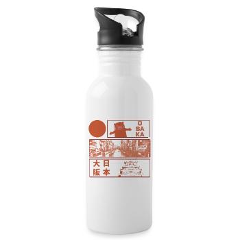 Visit Osaka Castle - Trinkflasche mit integriertem Trinkhalm - Weiß - Rechts