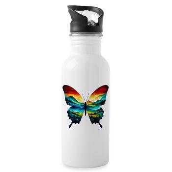 Papillon - Gourde avec paille intégrée - blanc - Droite