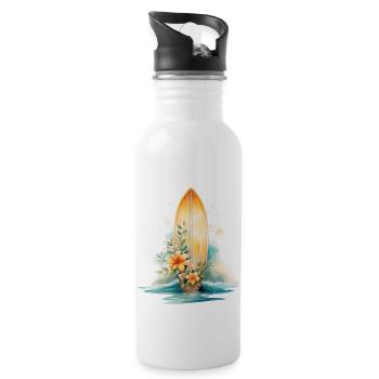 SURFBRETT IN BLÜTE - Trinkflasche mit integriertem Trinkhalm - Weiß - Rechts