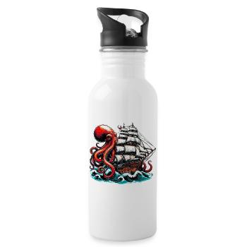 Octopus - Water bottle with straw - white - Right