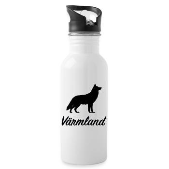 Värmland Wolf Schweden Region Län Silhouette - Trinkflasche mit integriertem Trinkhalm - Weiß - Rechts