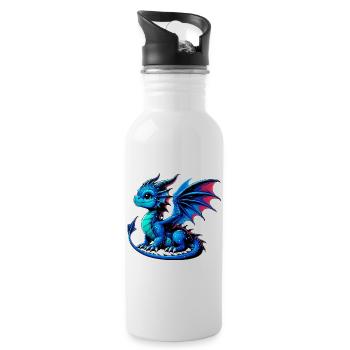 Drache - Trinkflasche mit integriertem Trinkhalm - Weiß - Rechts