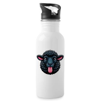 Rebellious family black sheep makes tongue - Water bottle with straw - white - Right