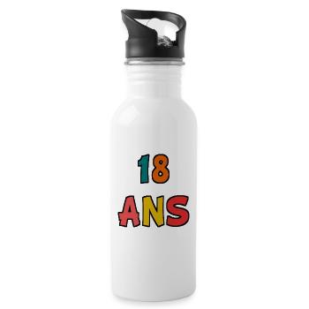 18. 18 YEARS OLD. 18th ANNIVERSARY. 18 BIRTHDAY. - Water bottle with straw - white - Right