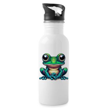Frog - Water bottle with straw - white - Right