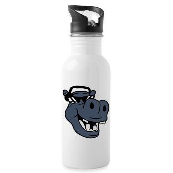 hippopotame rieur comique visage fête musique de club - Gourde avec paille intégrée - blanc - Droite