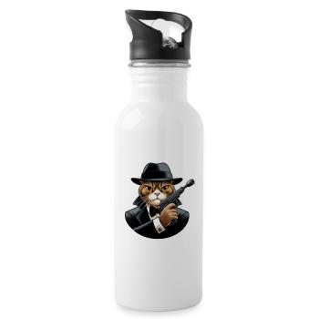 Gamme de vêtements de créateurs Spy Cat Fun - Gourde avec paille intégrée - blanc - Droite