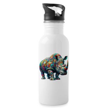 Nashorn - Trinkflasche mit integriertem Trinkhalm - Weiß - Rechts