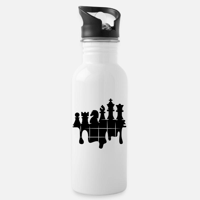 Schach Graffiti Schachspiel Figuren Knight rook - Trinkflasche mit integriertem Trinkhalm - Weiß