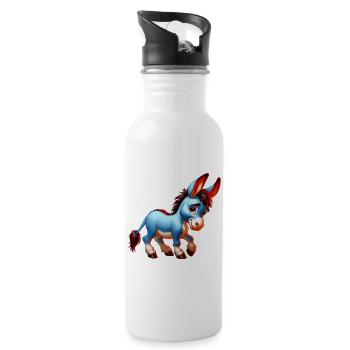 Esel-Maultier - Trinkflasche mit integriertem Trinkhalm - Weiß - Rechts