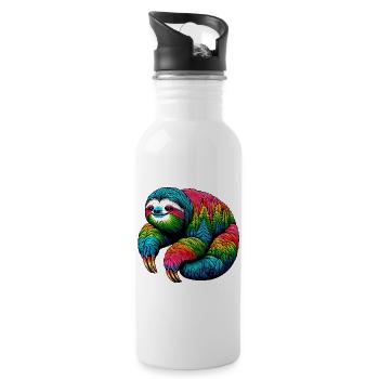 Faultier - Trinkflasche mit integriertem Trinkhalm - Weiß - Rechts