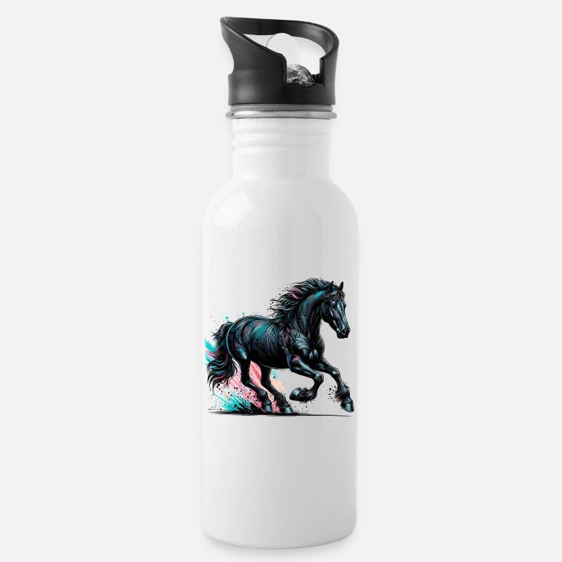 Cheval - Gourde avec paille intégrée - blanc