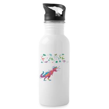 EMIL - Beautiful boy name with dinosaur - Water bottle with straw - white - Right