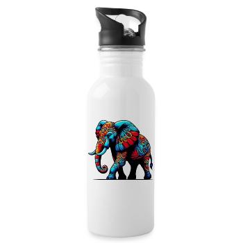 Éléphant - Gourde avec paille intégrée - blanc - Droite
