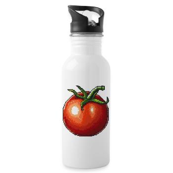 Icône pixel de tomate - Gourde avec paille intégrée - blanc - Droite