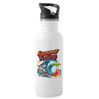 "Summer Feeling" - Trinkflasche mit integriertem Trinkhalm - Weiß - Rechts