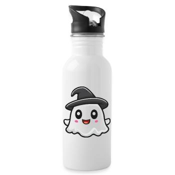 Geist Halloween Comic - Trinkflasche mit integriertem Trinkhalm - Weiß - Rechts