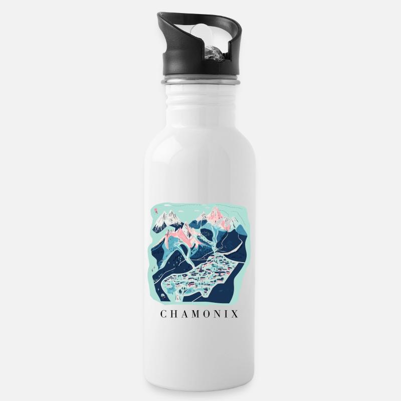 Chamonix - Trinkflasche mit integriertem Trinkhalm - Weiß
