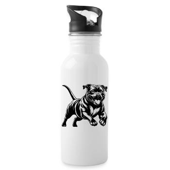 Staffordshire Bull Terrier - Water bottle with straw - white - Right