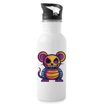 Mouse Halloween Comic Funny - Water bottle with straw - white - Right